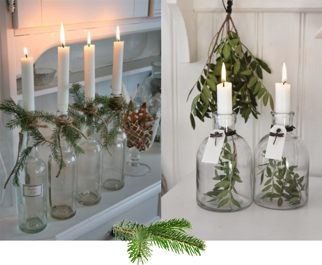 table-theme-fetes-noel-christmas-nature-feuilles-bougie-bouteille